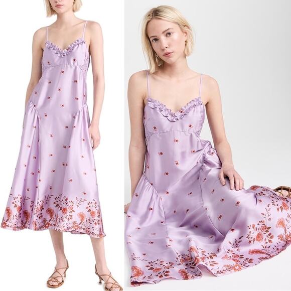 FINAL PRICE Free People On My Own Floral Satin Nightgown Dress - Picture 1 of 8